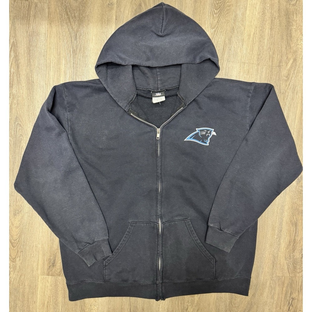 Carolina Panthers NFL Team Apparel Zip Up Hoodie Sweatshirt Black Men's L